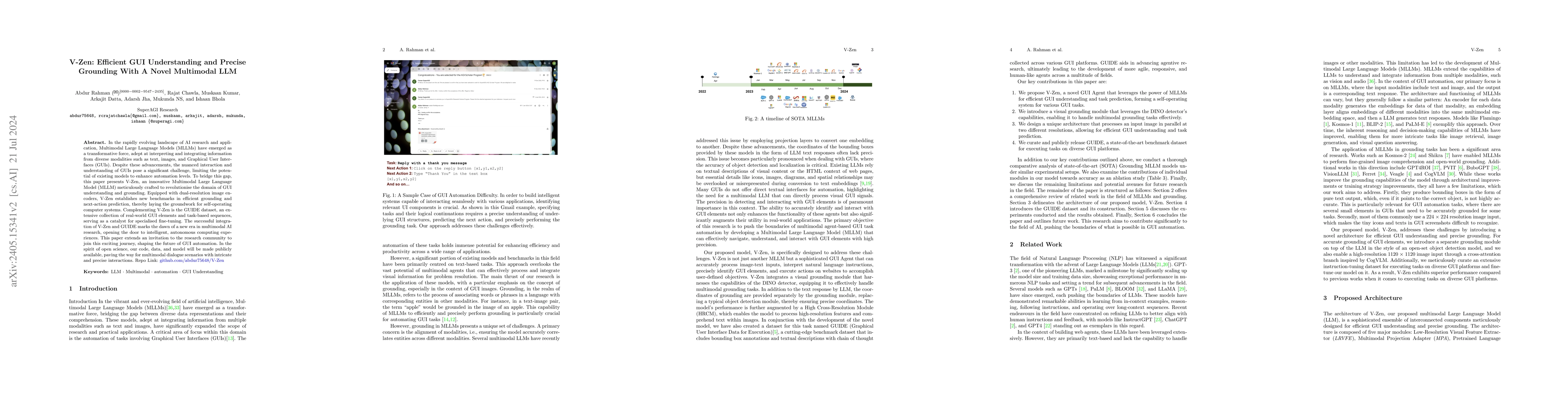Thumbnail for V-Zen: Efficient GUI Understanding and Precise Grounding With A Novel
  Multimodal LLM