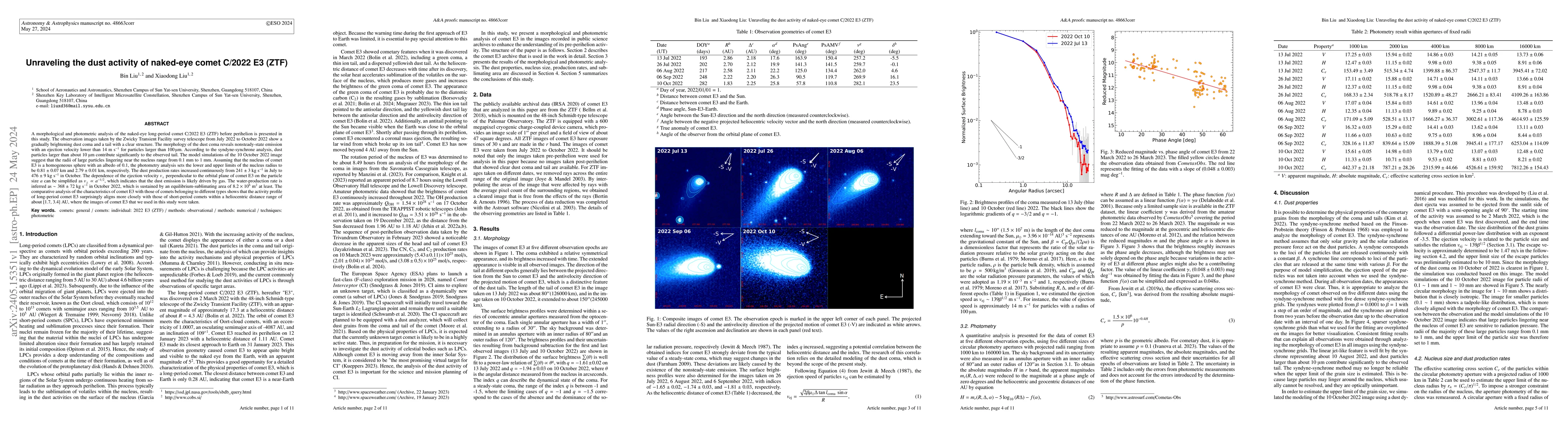 Thumbnail for Unraveling the dust activity of naked-eye comet C/2022 E3 (ZTF)