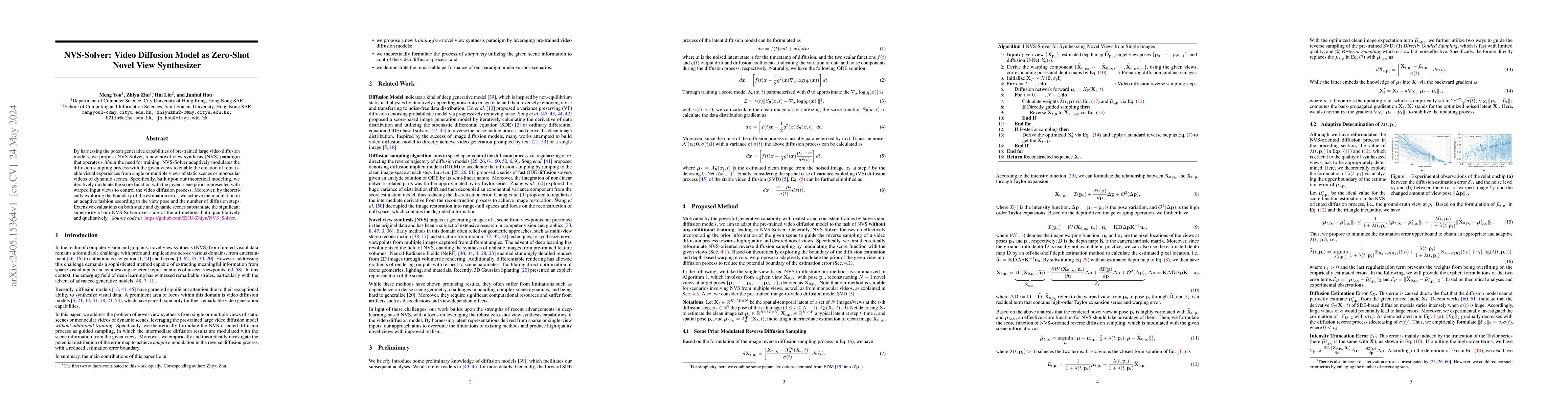 Thumbnail for NVS-Solver: Video Diffusion Model as Zero-Shot Novel View Synthesizer