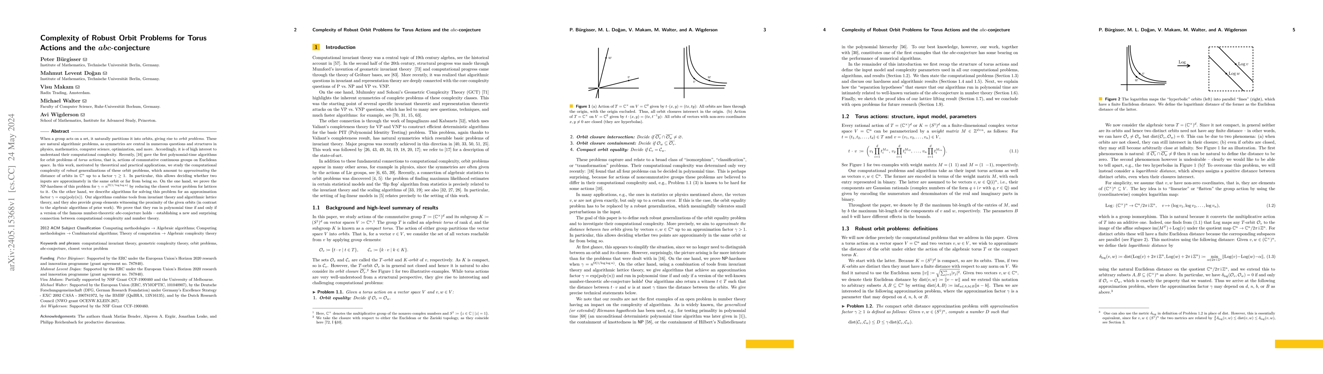 Thumbnail for Complexity of Robust Orbit Problems for Torus Actions and the
  abc-conjecture