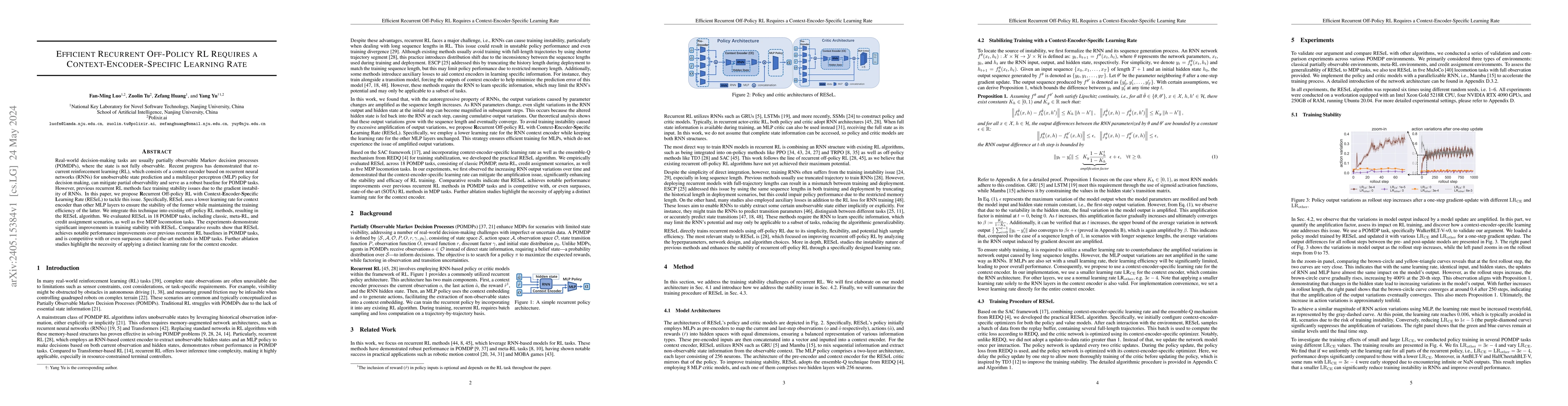 Thumbnail for Efficient Recurrent Off-Policy RL Requires a Context-Encoder-Specific
  Learning Rate