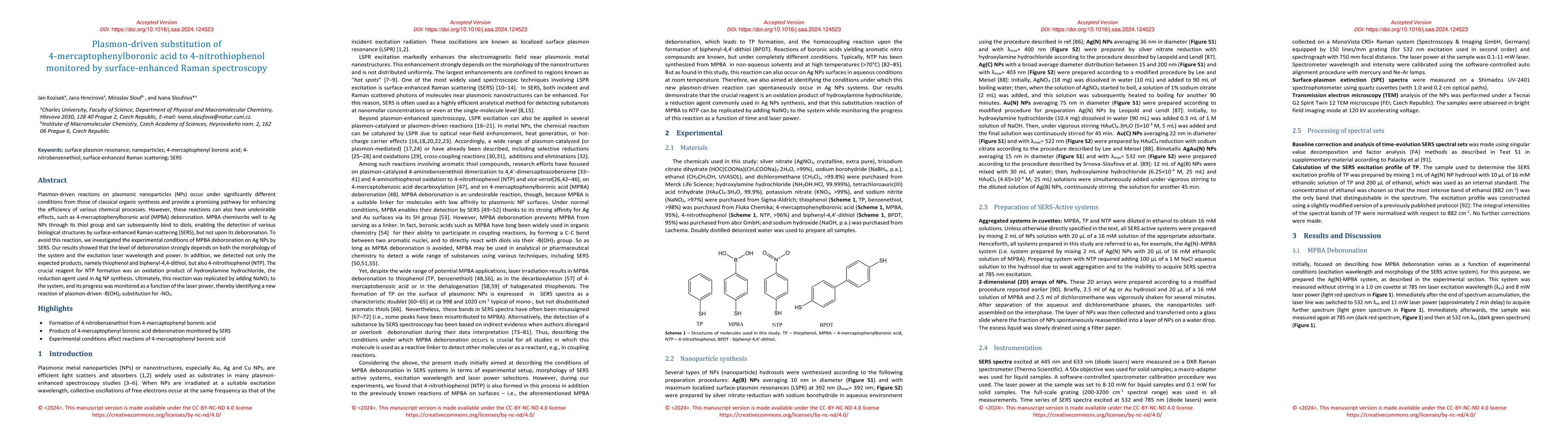 Thumbnail for Plasmon-driven substitution of 4 mercaptophenylboronic acid to
  4-nitrothiophenol monitored by surface-enhanced Raman spectroscopy