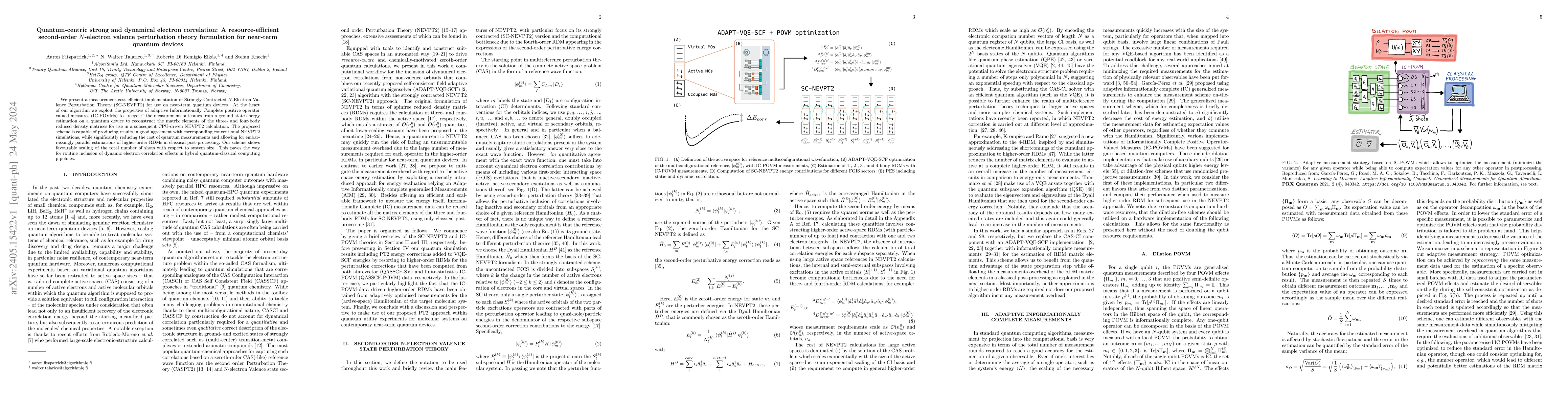 Thumbnail for Quantum-centric strong and dynamical electron correlation: A
  resource-efficient second-order $N$-electron valence perturbation theory
  formulation for near-term quantum devices