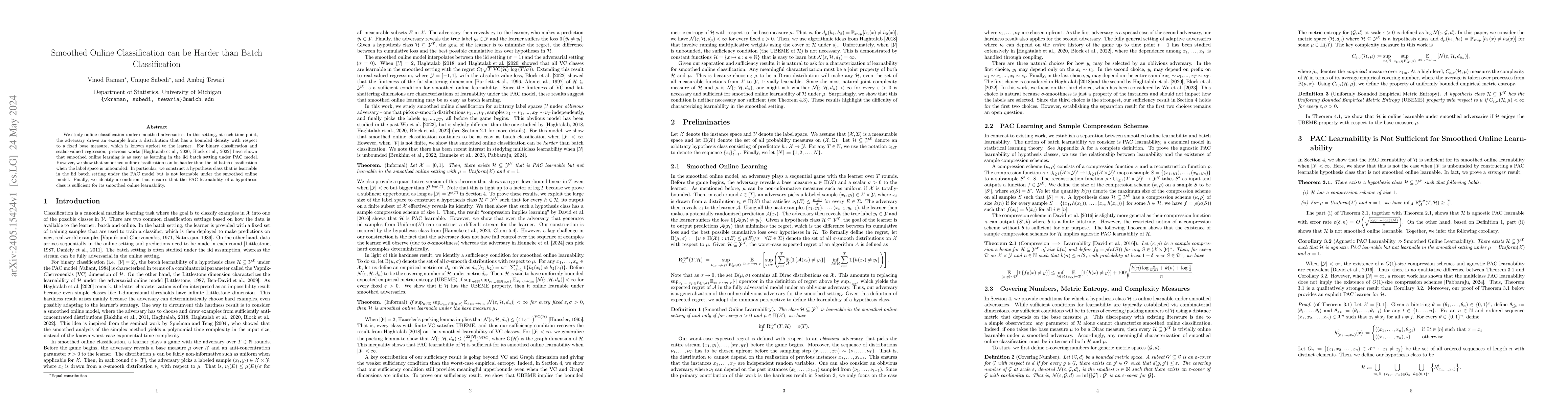 Thumbnail for Smoothed Online Classification can be Harder than Batch Classification
