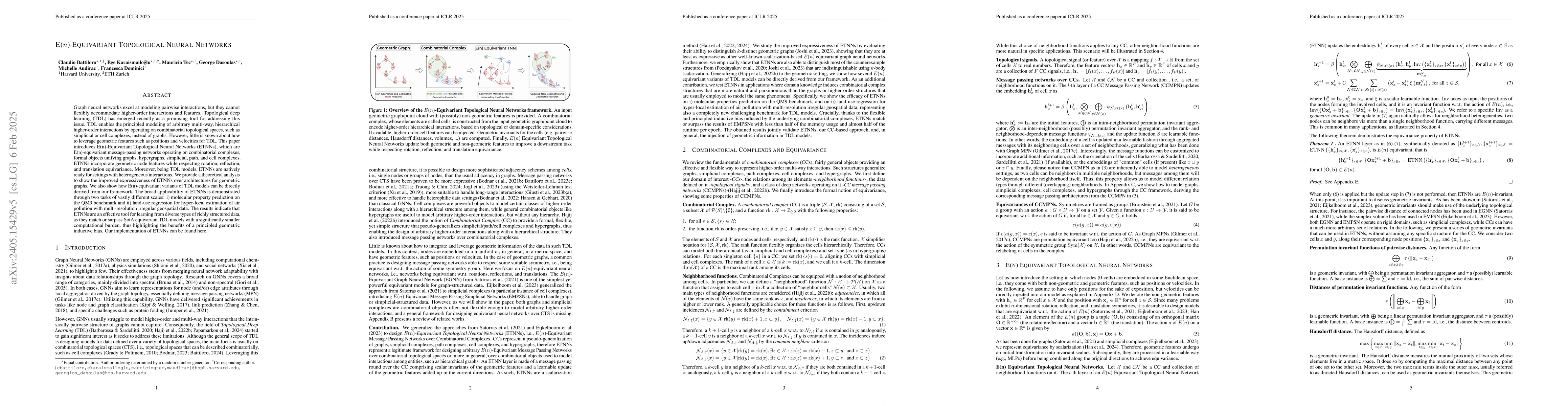 Thumbnail for E(n) Equivariant Topological Neural Networks