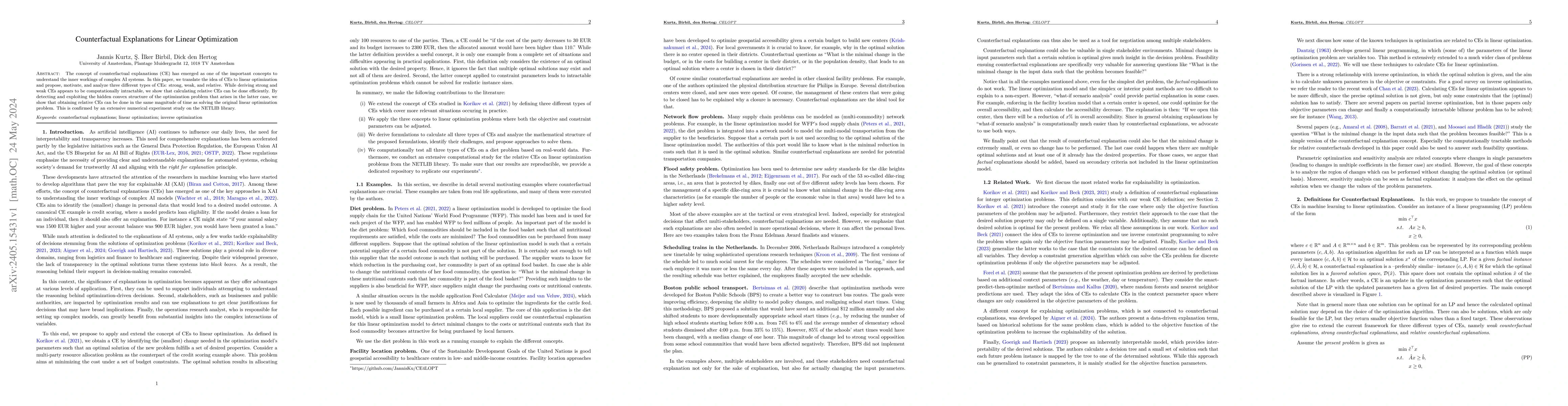Thumbnail for Counterfactual Explanations for Linear Optimization