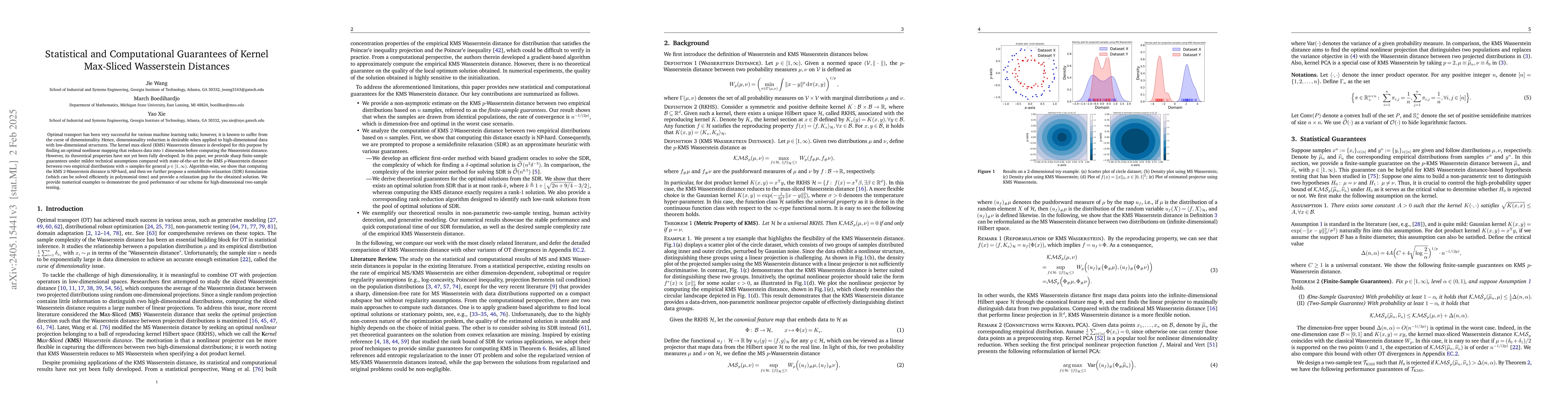 Thumbnail for Statistical and Computational Guarantees of Kernel Max-Sliced
  Wasserstein Distances