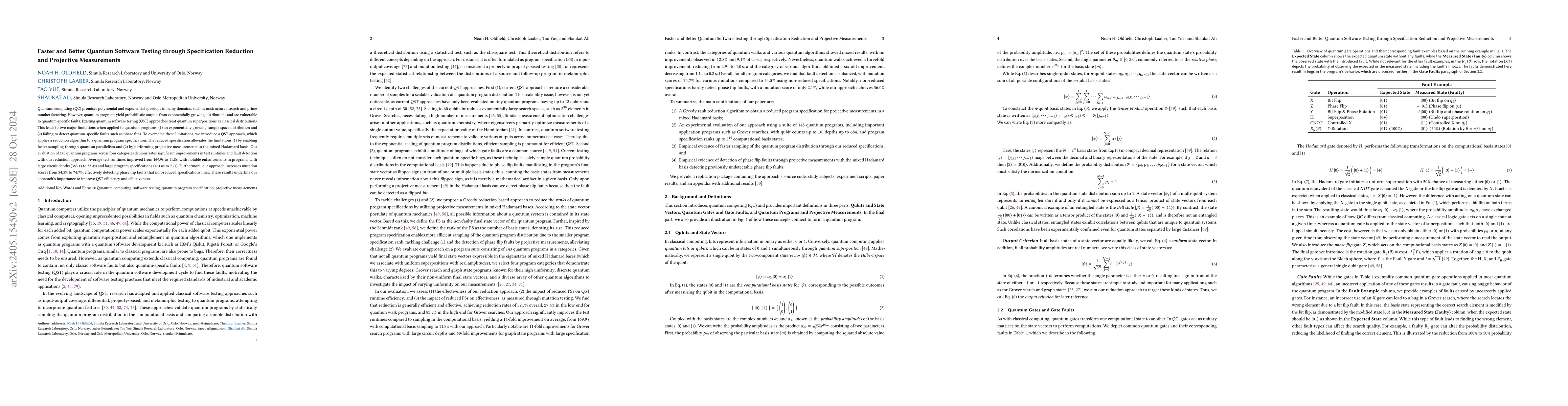 Thumbnail for Faster and Better Quantum Software Testing through Specification
  Reduction and Projective Measurements