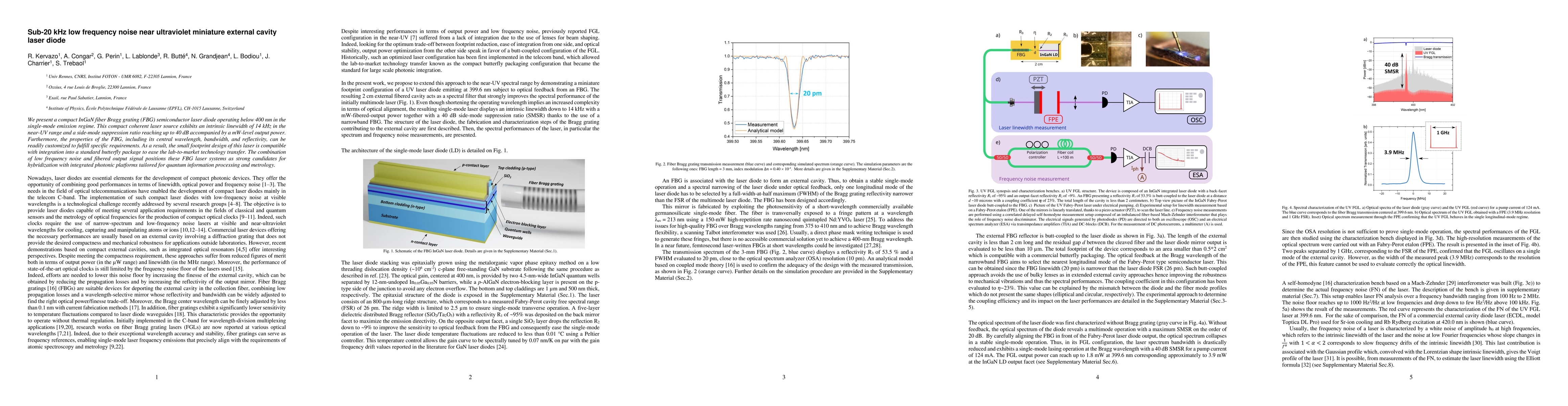 Thumbnail for Sub-20 kHz low frequency noise near ultraviolet miniature external
  cavity laser diode
