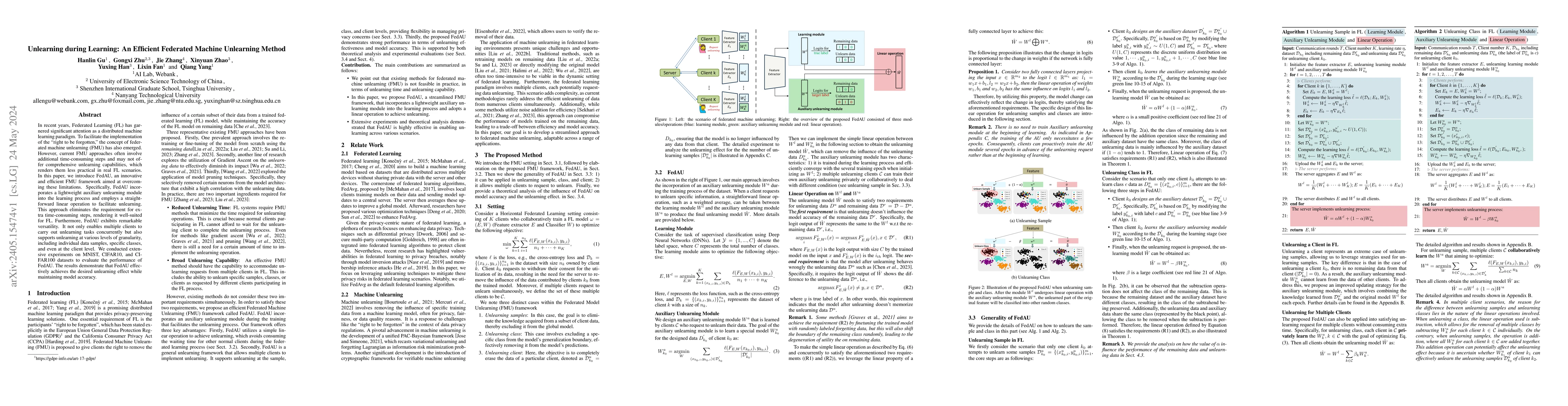 Thumbnail for Unlearning during Learning: An Efficient Federated Machine Unlearning
  Method
