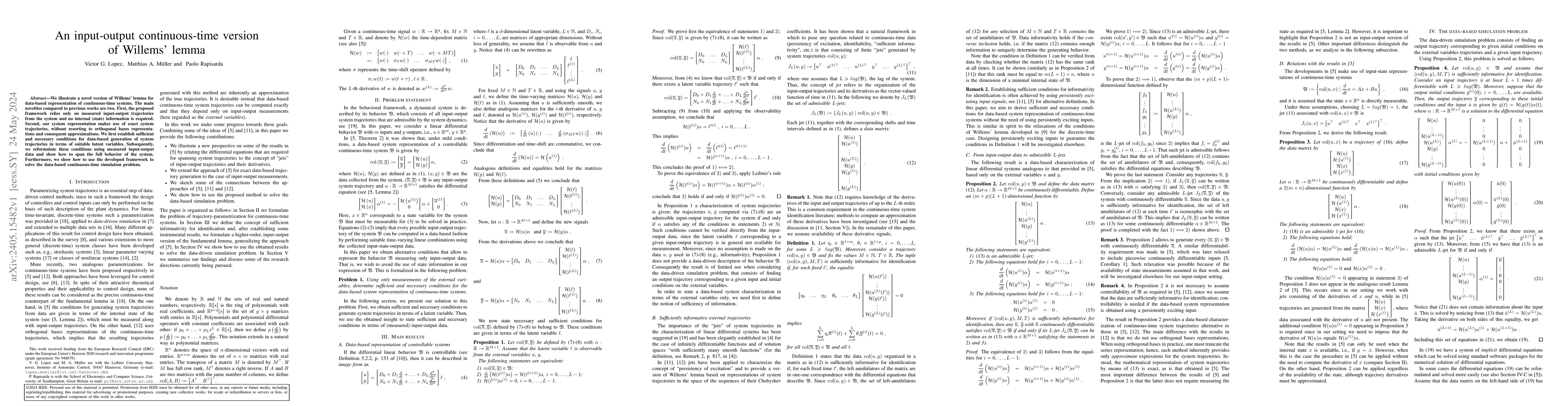 Thumbnail for An input-output continuous-time version of Willems' lemma