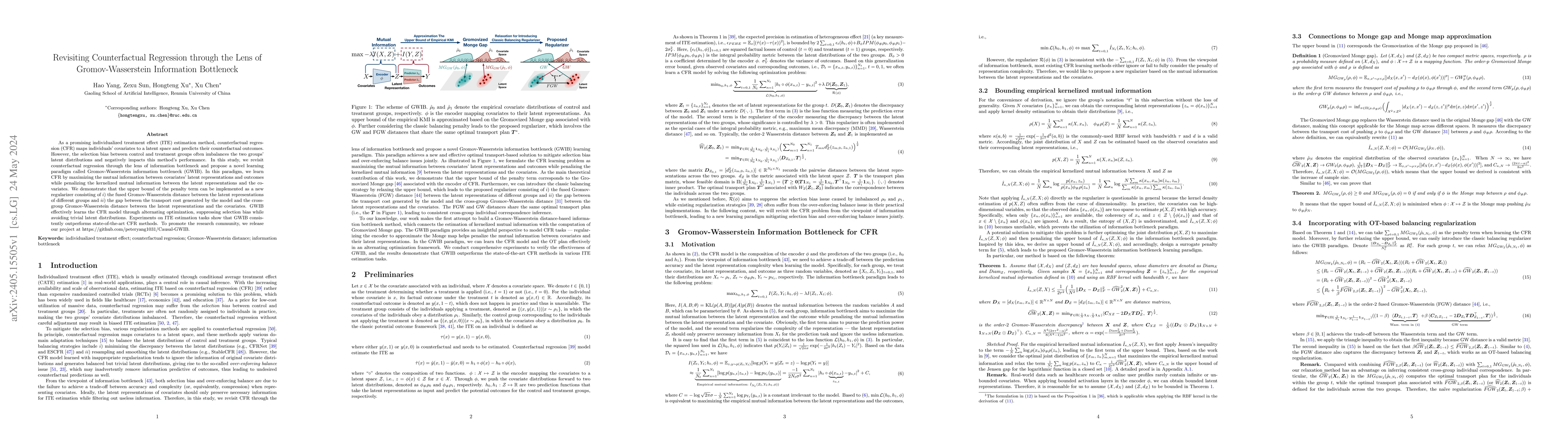 Thumbnail for Revisiting Counterfactual Regression through the Lens of
  Gromov-Wasserstein Information Bottleneck