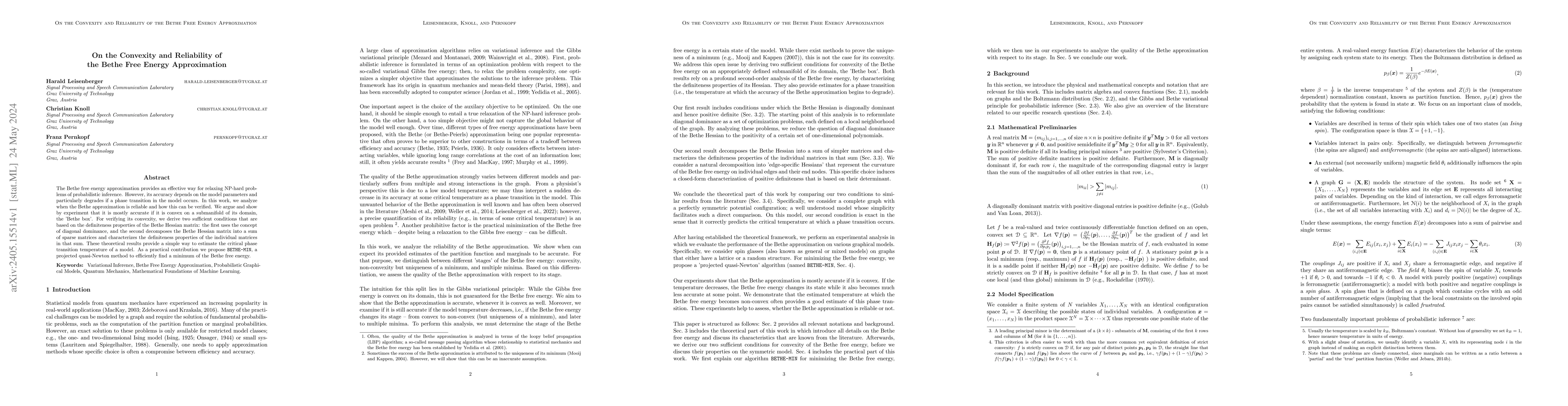 Thumbnail for On the Convexity and Reliability of the Bethe Free Energy Approximation