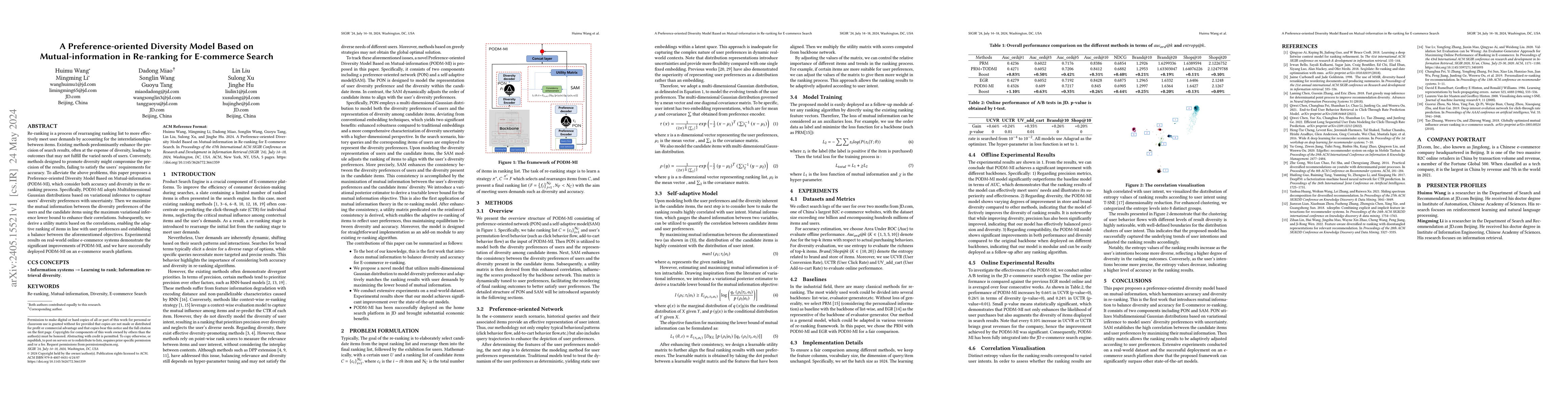 Thumbnail for A Preference-oriented Diversity Model Based on Mutual-information in
  Re-ranking for E-commerce Search