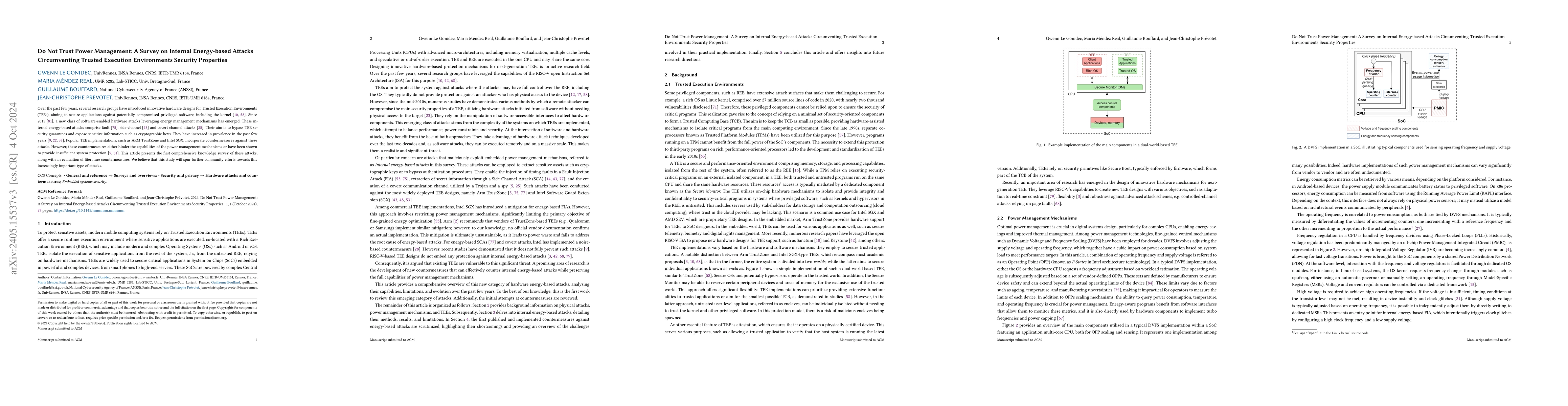 Thumbnail for Do Not Trust Power Management: Challenges and Hints for Securing Future
  Trusted Execution Environments