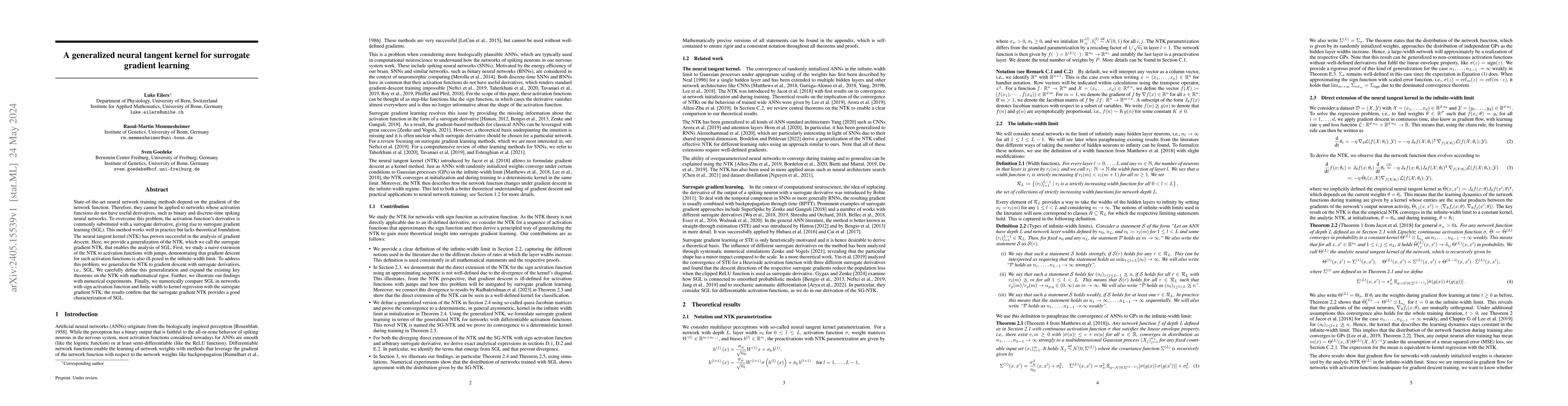 Thumbnail for A generalized neural tangent kernel for surrogate gradient learning