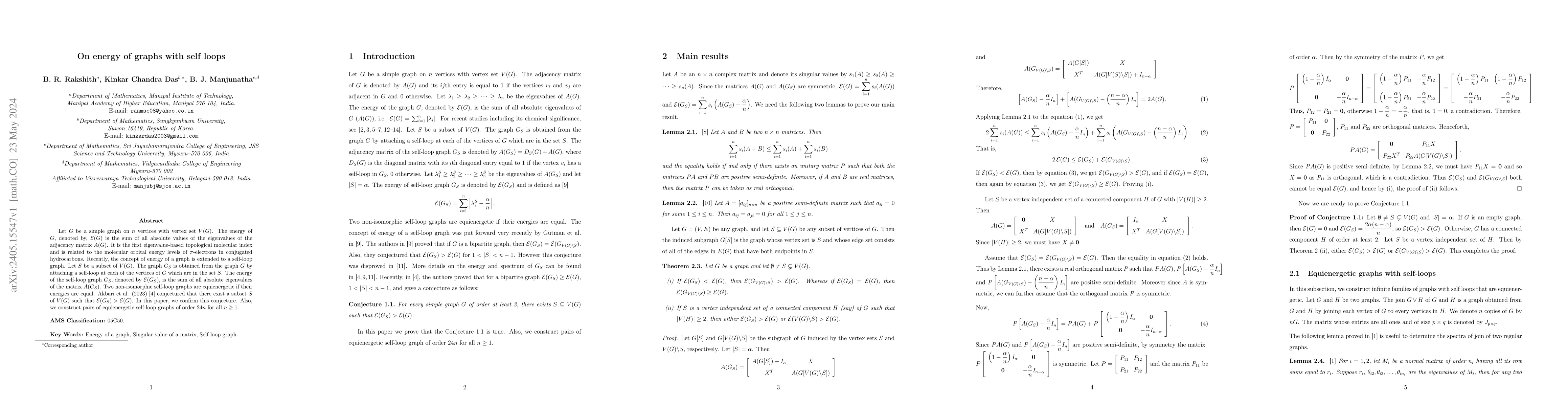 Thumbnail for On Energy of Graphs with Self-Loops