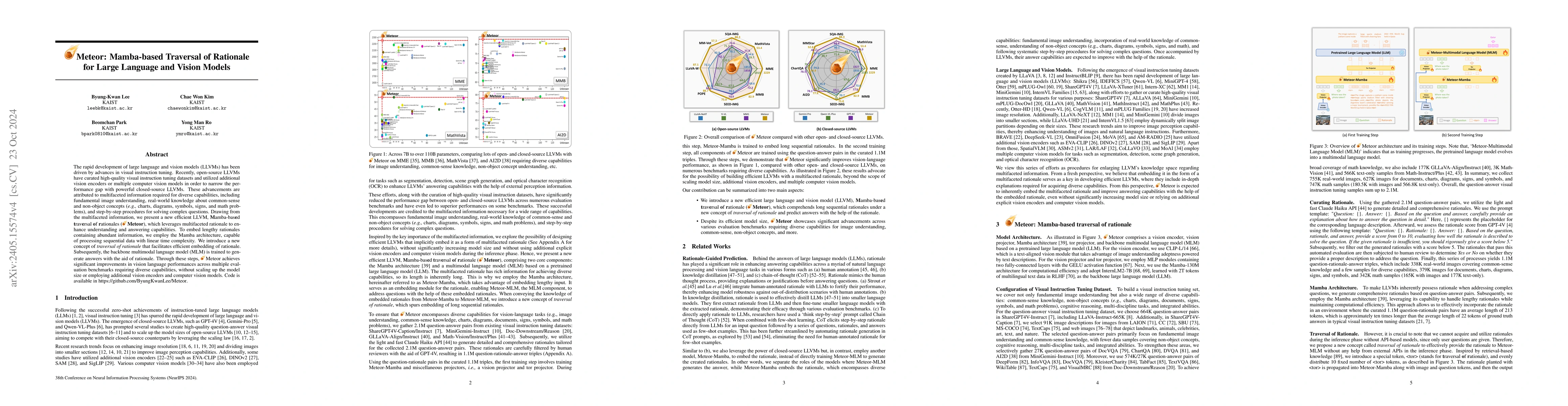 Thumbnail for Meteor: Mamba-based Traversal of Rationale for Large Language and Vision
  Models