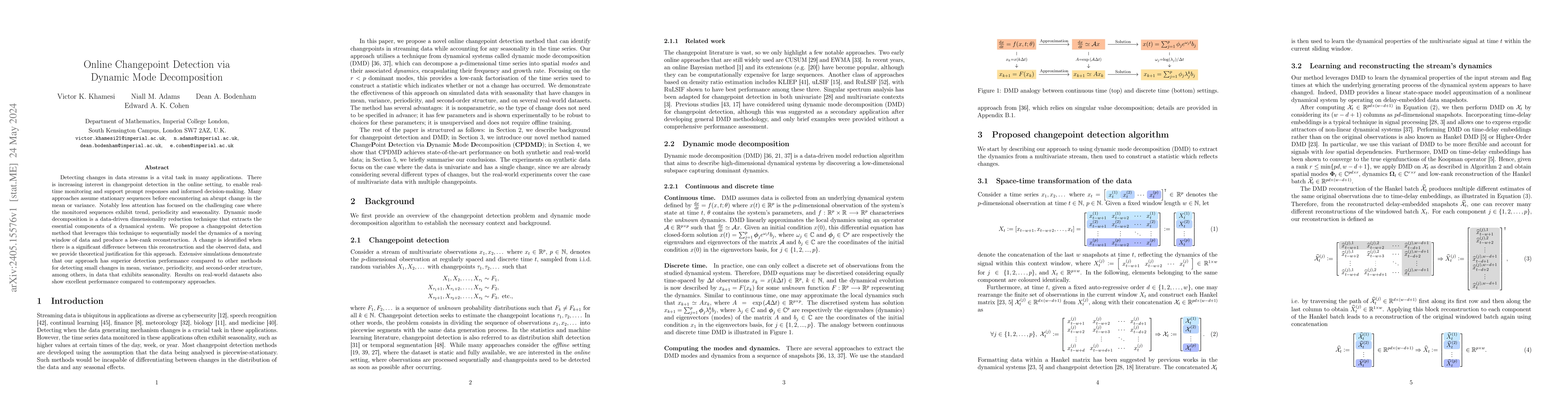 Thumbnail for Online Changepoint Detection via Dynamic Mode Decomposition
