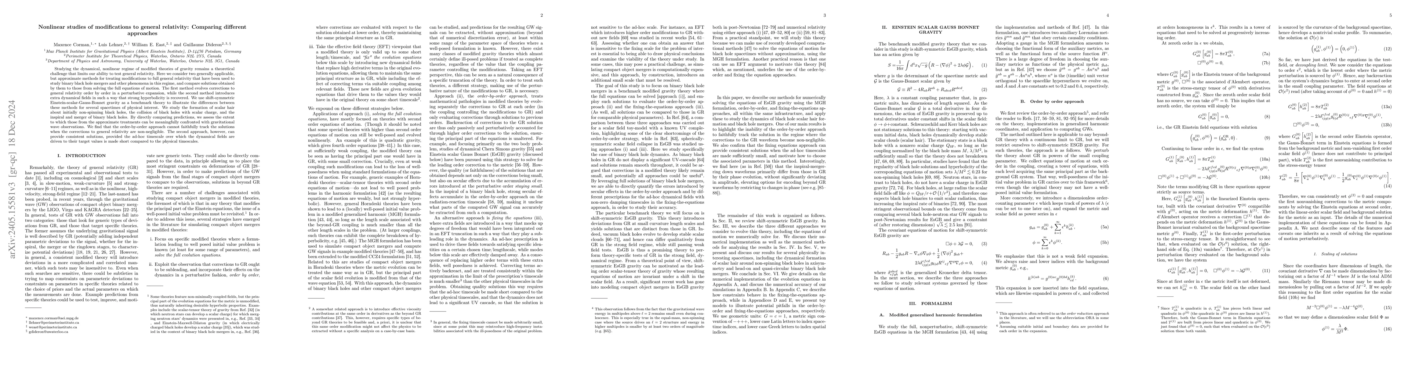 Thumbnail for Nonlinear studies of modifications to general relativity: Comparing
  different approaches
