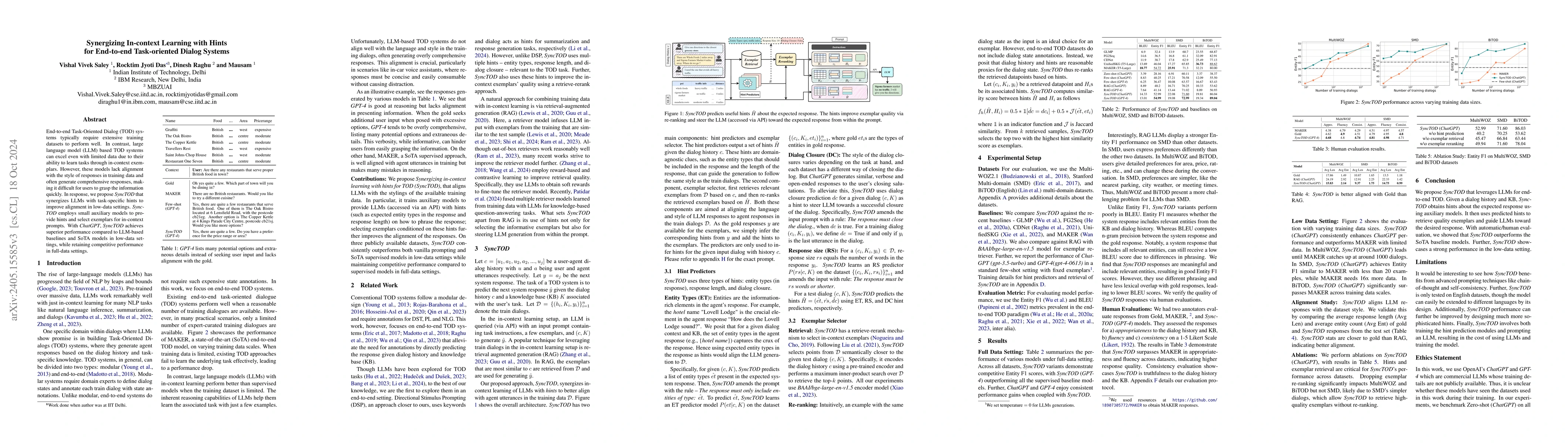 Thumbnail for Synergizing In-context Learning with Hints for End-to-end Task-oriented
  Dialog Systems