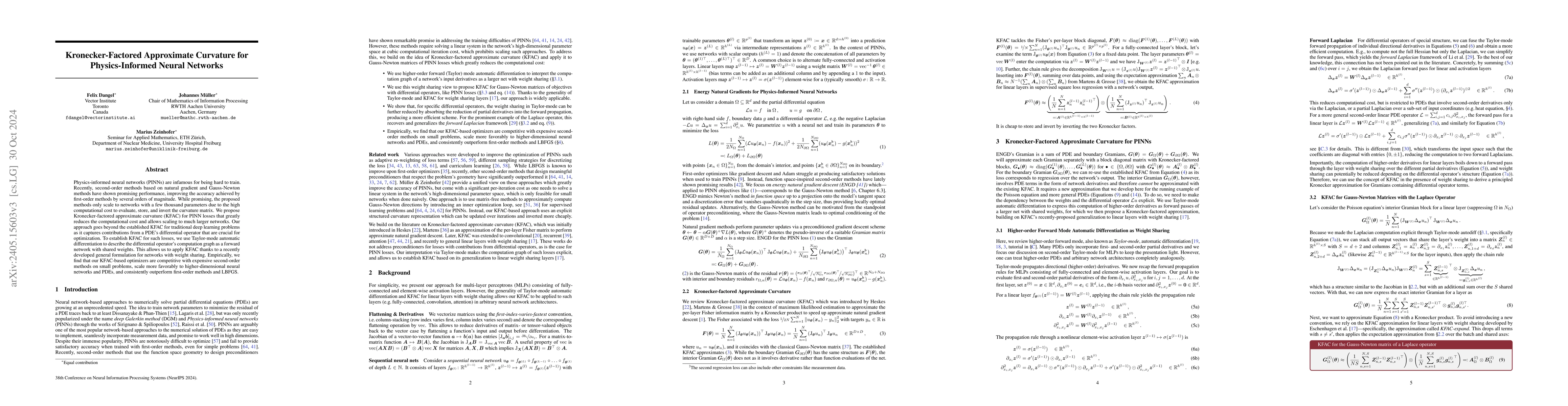 Thumbnail for Kronecker-Factored Approximate Curvature for Physics-Informed Neural
  Networks