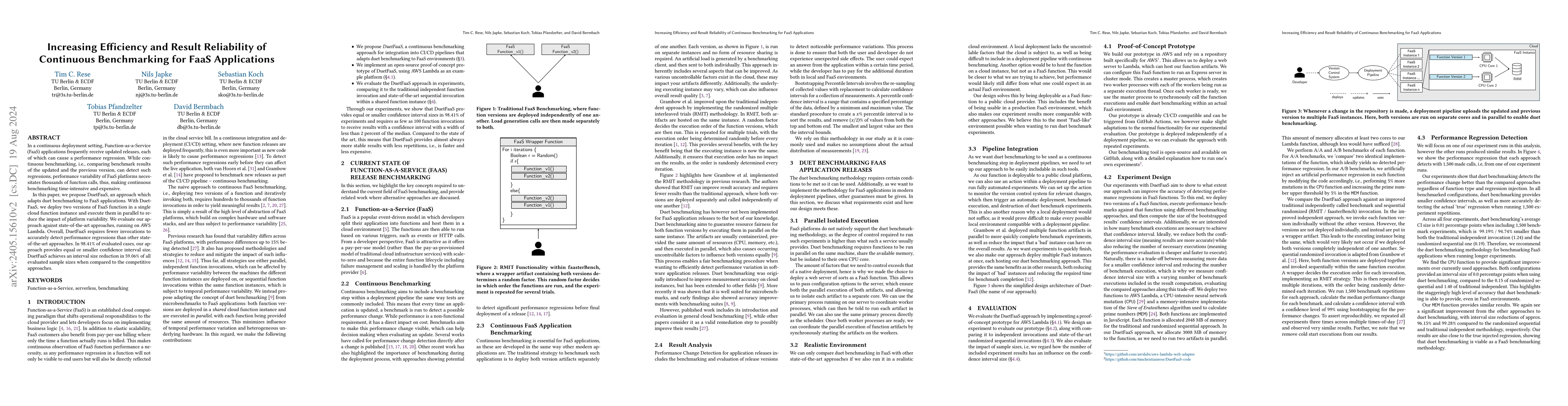 Thumbnail for Increasing Efficiency and Result Reliability of Continuous Benchmarking
  for FaaS Applications