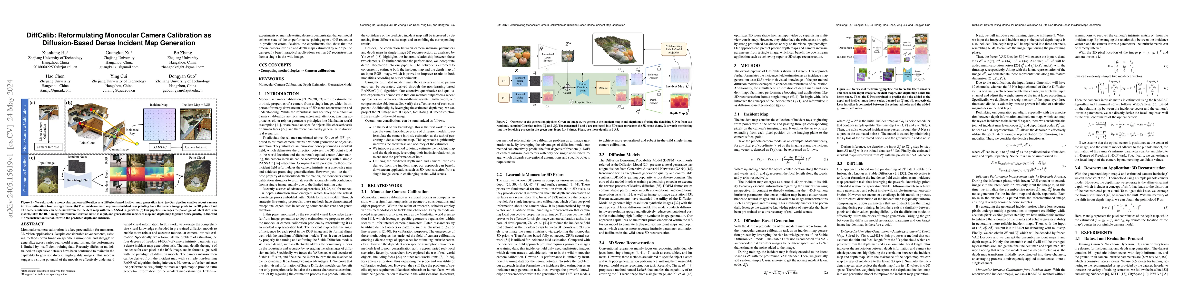 Thumbnail for DiffCalib: Reformulating Monocular Camera Calibration as Diffusion-Based
  Dense Incident Map Generation