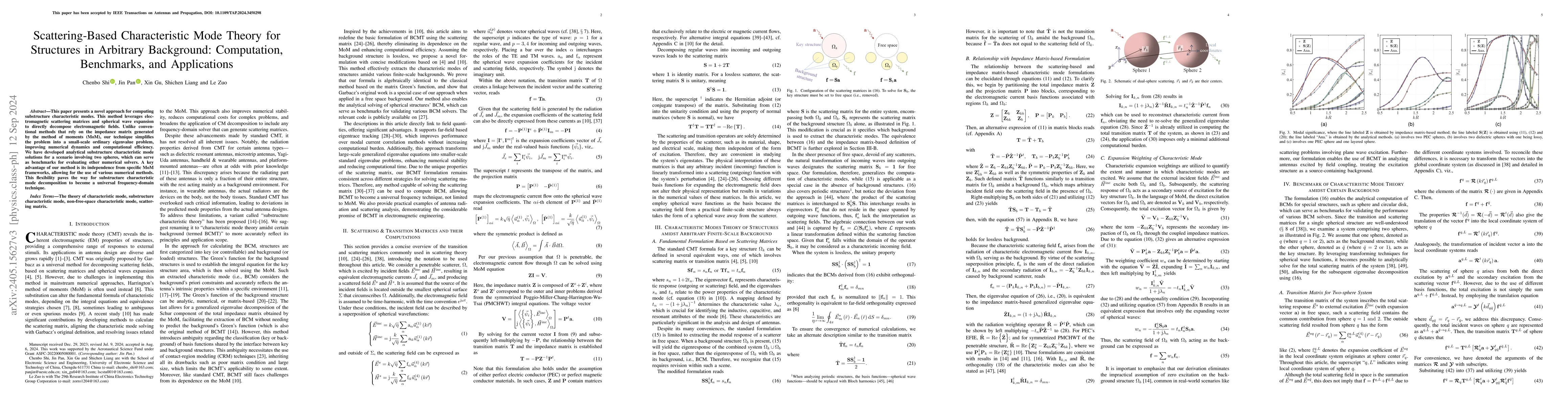 Thumbnail for Scattering-Based Characteristic Mode Theory for Structures in Arbitrary
  Background: Computation, Benchmarks, and Applications