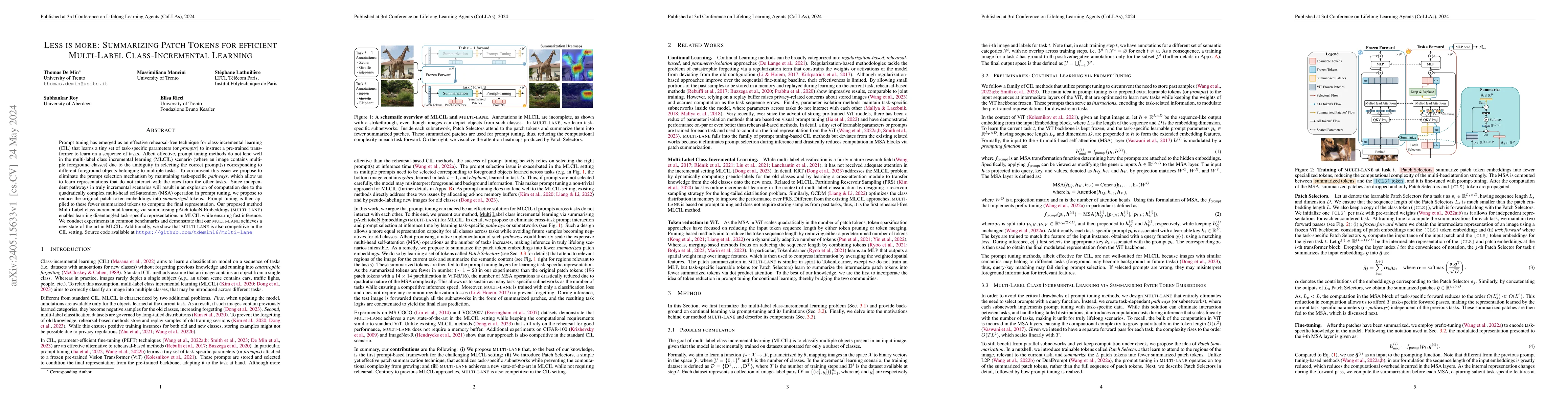 Thumbnail for Less is more: Summarizing Patch Tokens for efficient Multi-Label
  Class-Incremental Learning