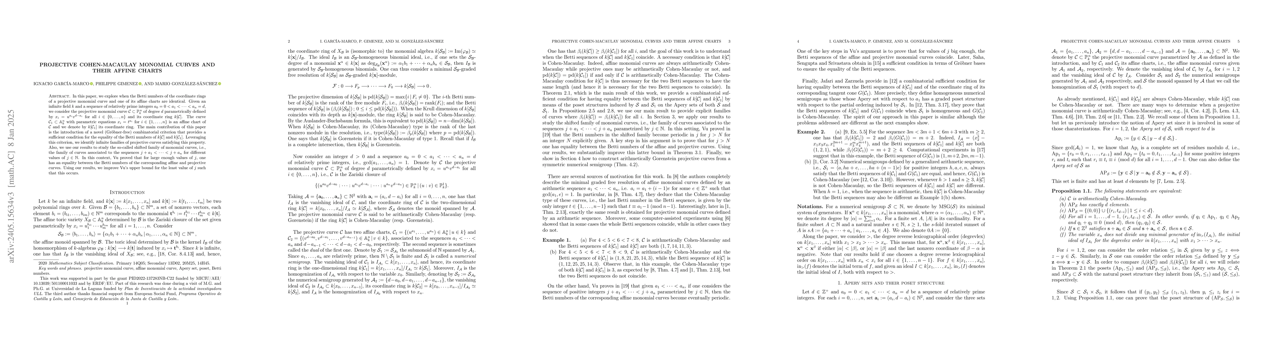 Thumbnail for Proyective Cohen-Macaulay monomial curves and their affine charts