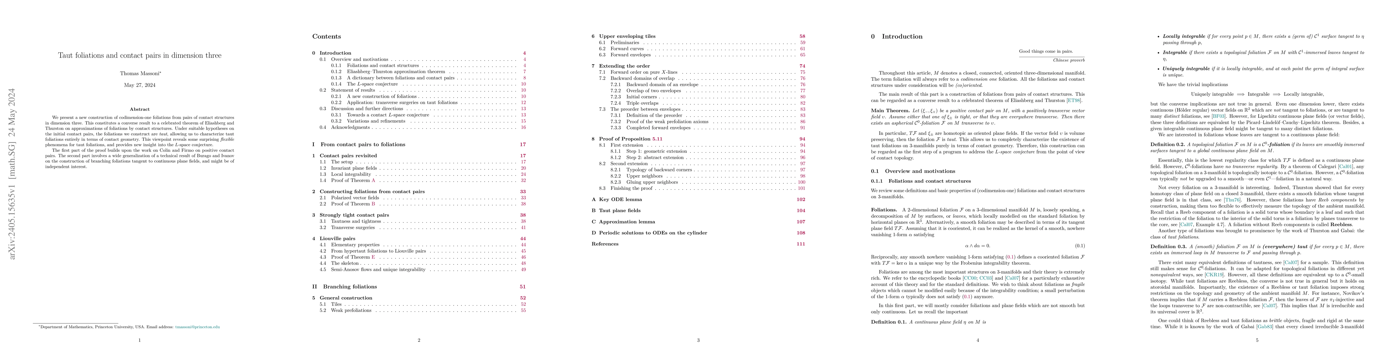 Thumbnail for Taut foliations and contact pairs in dimension three