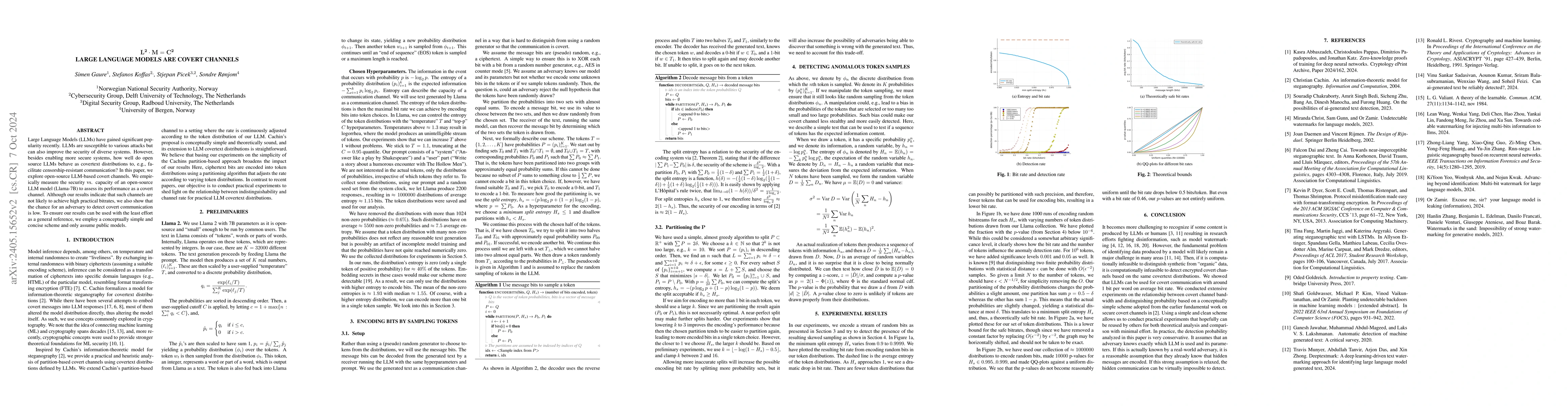 Thumbnail for $$\mathbf{L^2\cdot M = C^2}$$ Large Language Models as Covert
  Channels... a Systematic Analysis