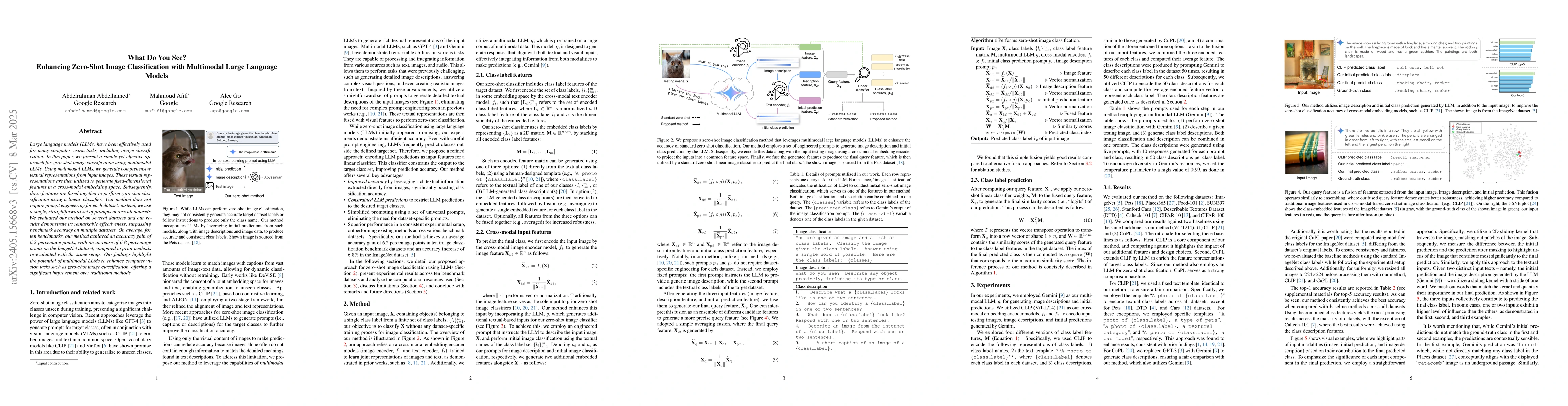 Thumbnail for What Do You See? Enhancing Zero-Shot Image Classification with
  Multimodal Large Language Models