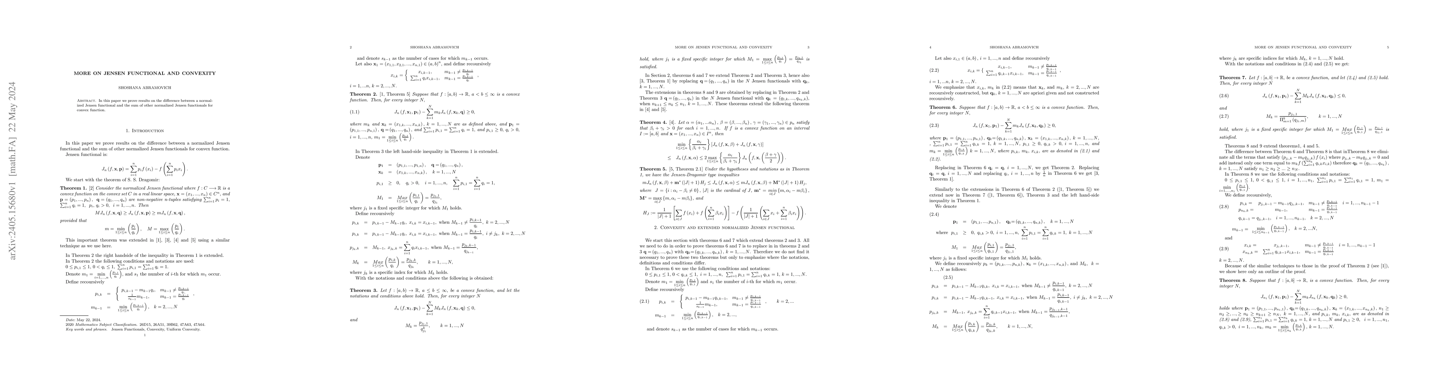 Thumbnail for More on Jensen functional and convexity