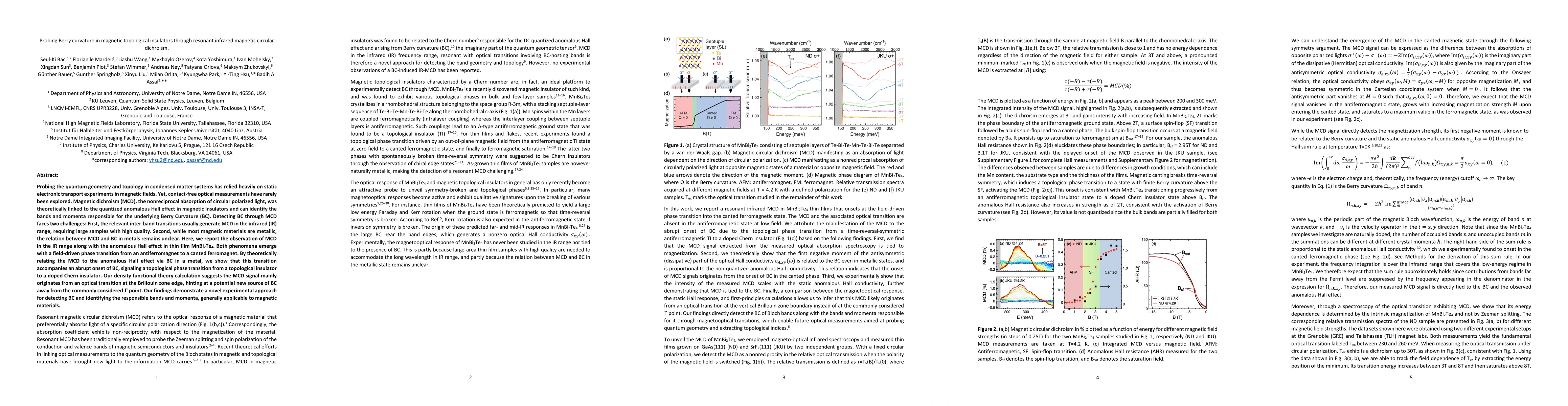 Thumbnail for Probing Berry curvature in magnetic topological insulators through
  resonant infrared magnetic circular dichroism