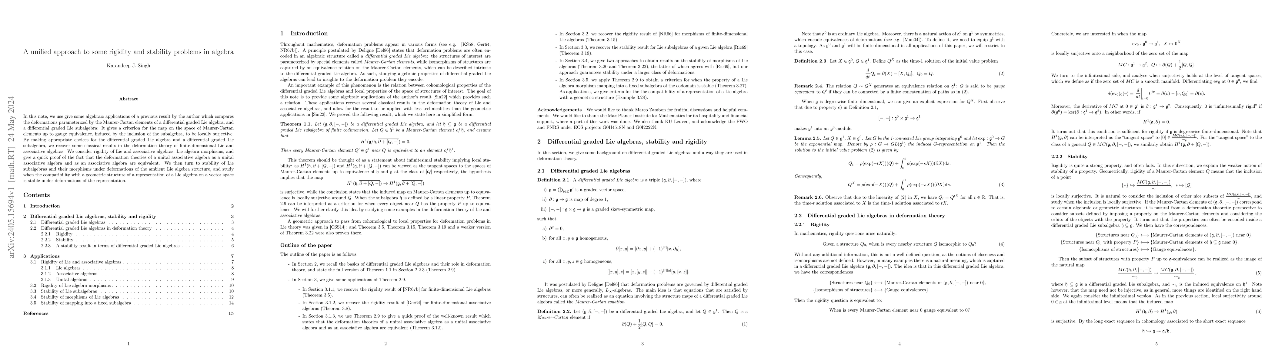 Thumbnail for A unified approach to some rigidity and stability problems in algebra