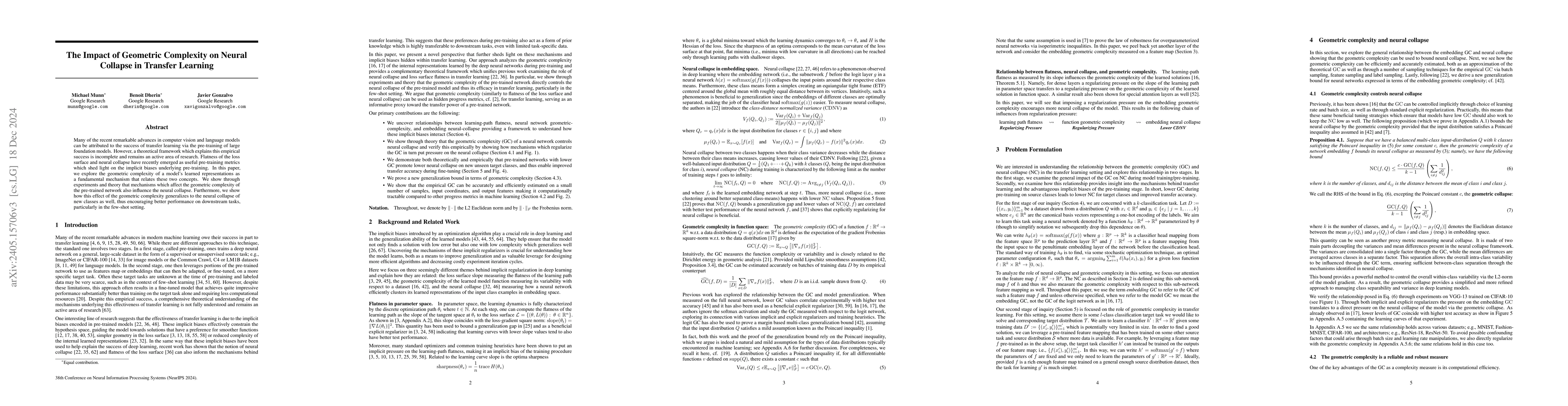 Thumbnail for The Impact of Geometric Complexity on Neural Collapse in Transfer
  Learning