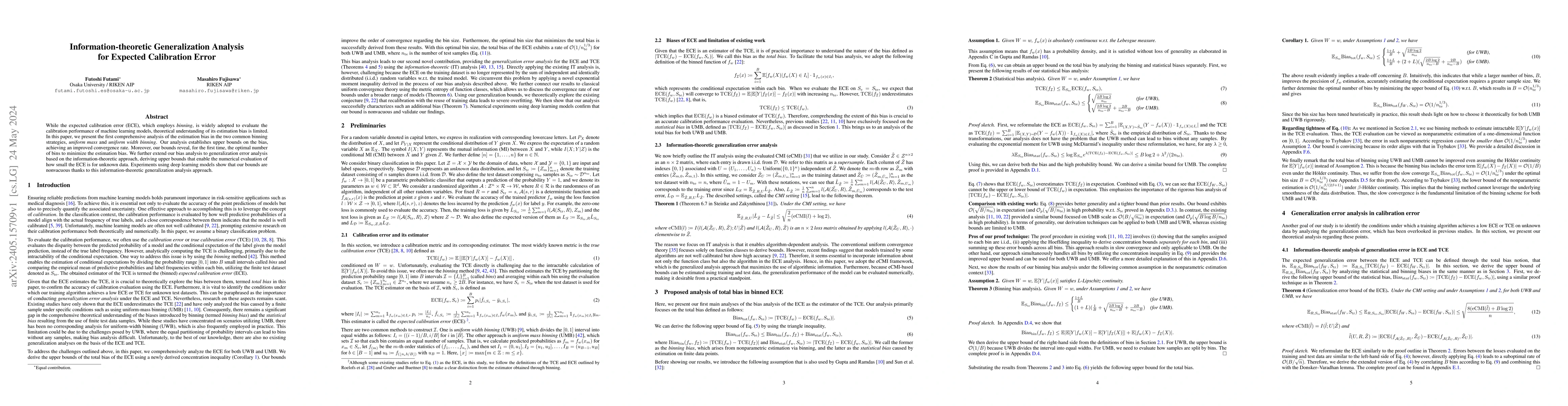 Thumbnail for Information-theoretic Generalization Analysis for Expected Calibration
  Error