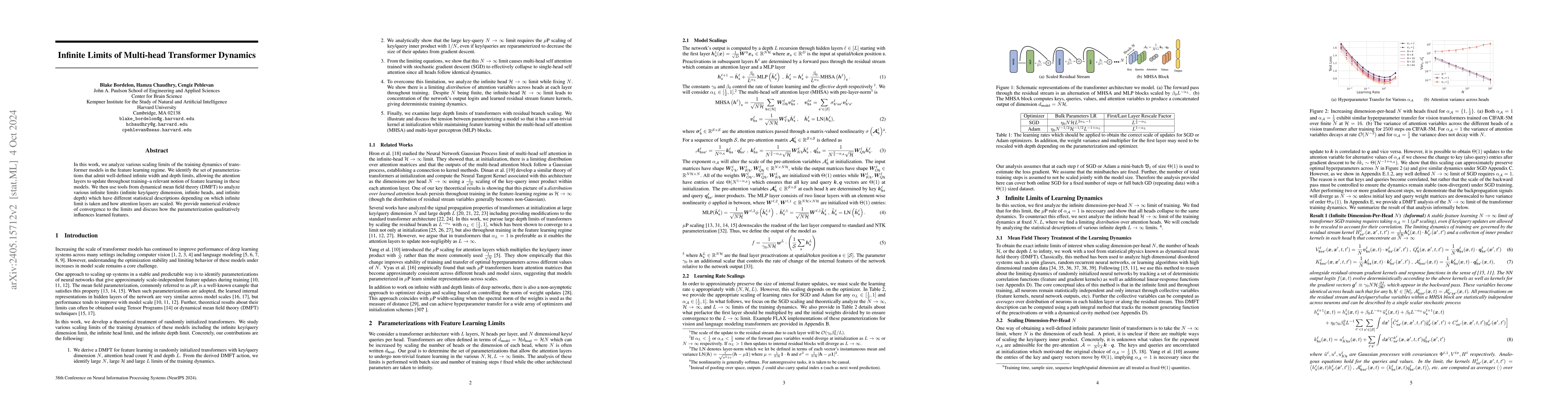 Thumbnail for Infinite Limits of Multi-head Transformer Dynamics