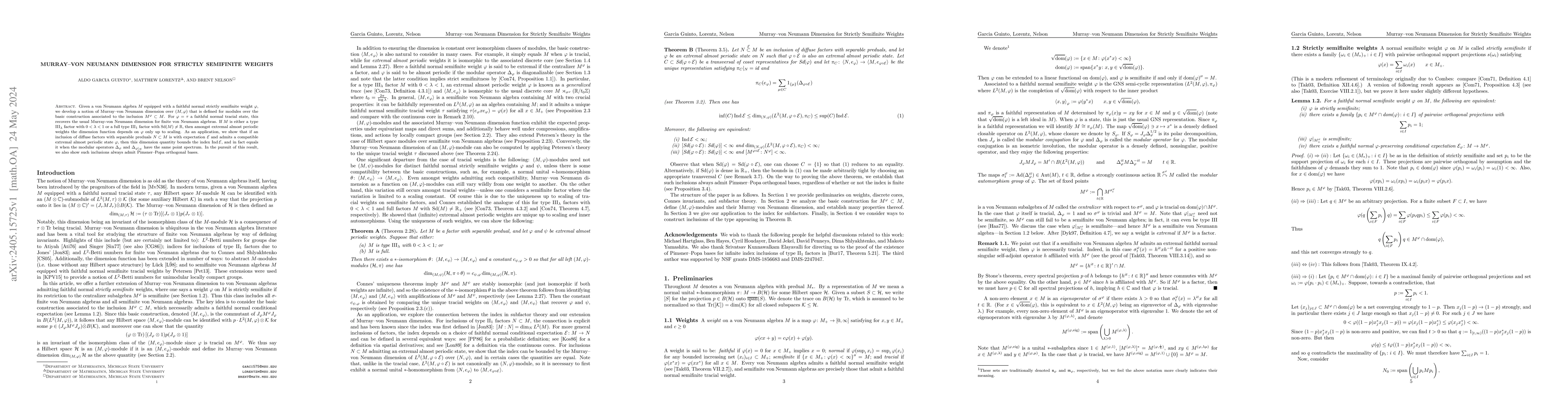 Thumbnail for Murray-von Neumann dimension for strictly semifinite weights