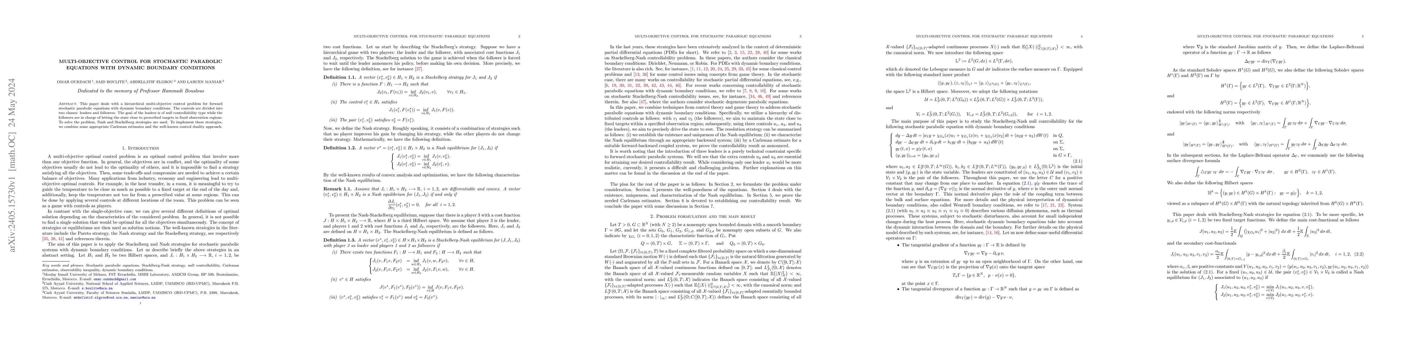Thumbnail for Multi-objective control for stochastic parabolic equations with dynamic
  boundary conditions