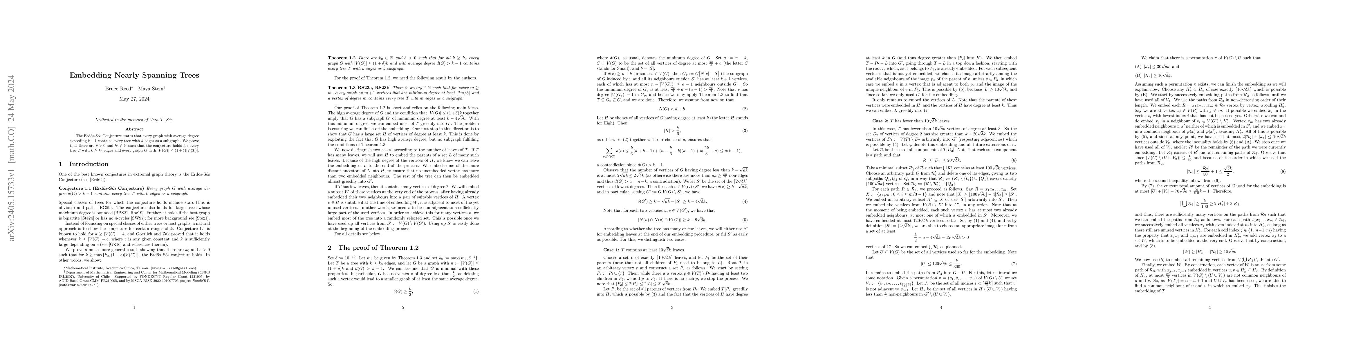 Thumbnail for Embedding Nearly Spanning Trees