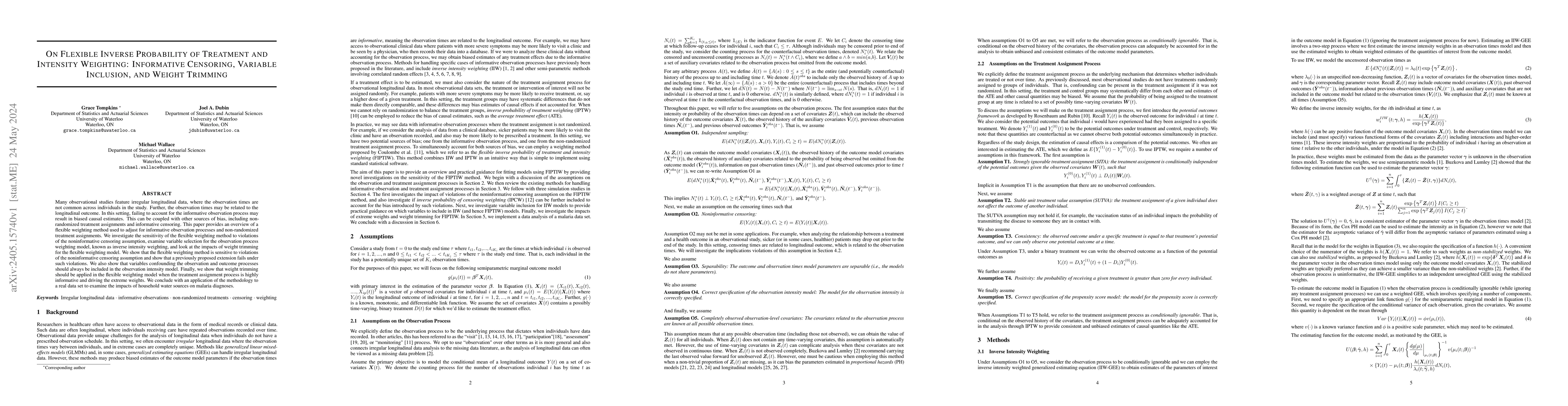 Thumbnail for On Flexible Inverse Probability of Treatment and Intensity Weighting:
  Informative Censoring, Variable Inclusion, and Weight Trimming