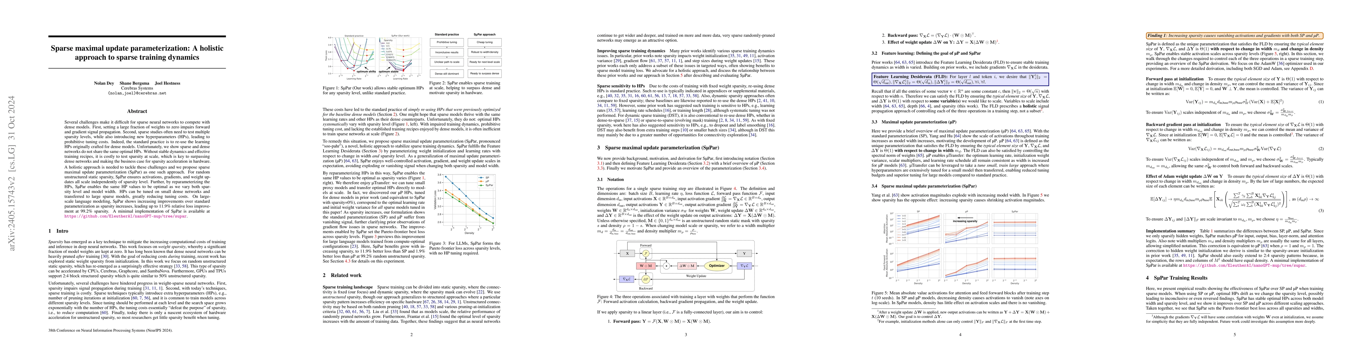 Thumbnail for Sparse maximal update parameterization: A holistic approach to sparse
  training dynamics