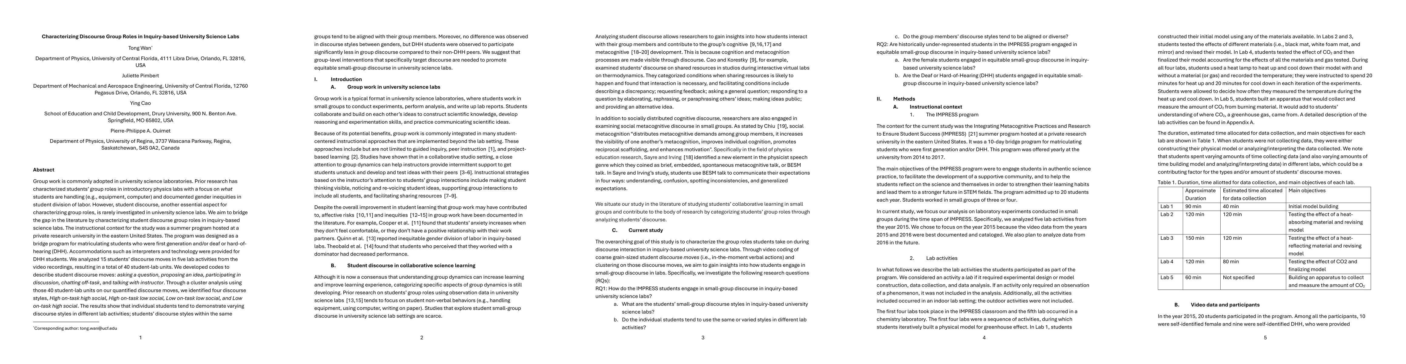 Thumbnail for Characterizing Discourse Group Roles in Inquiry-based University Science
  Labs