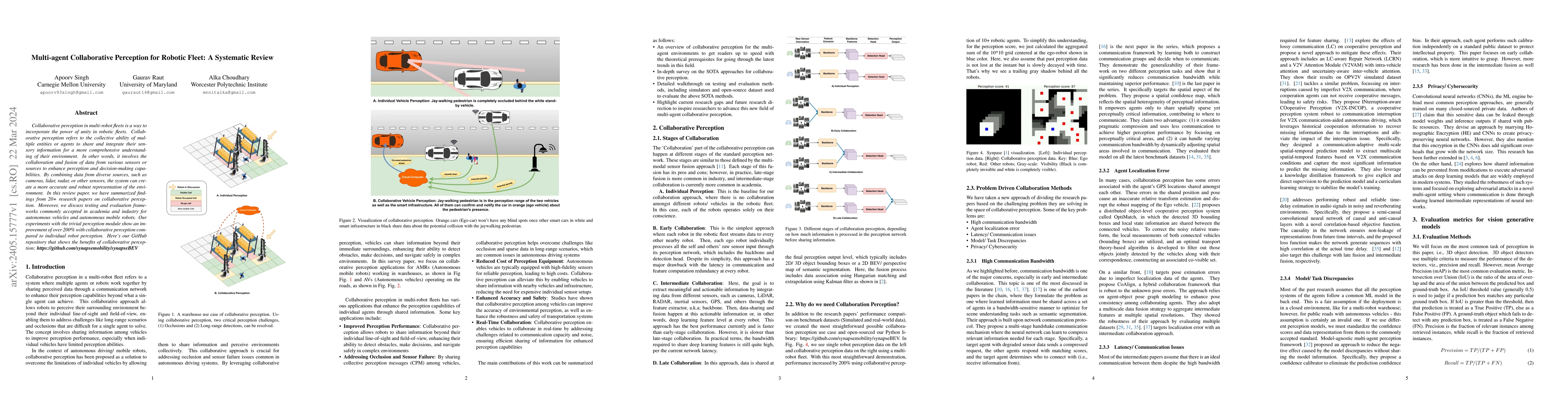 Thumbnail for Multi-agent Collaborative Perception for Robotic Fleet: A Systematic
  Review