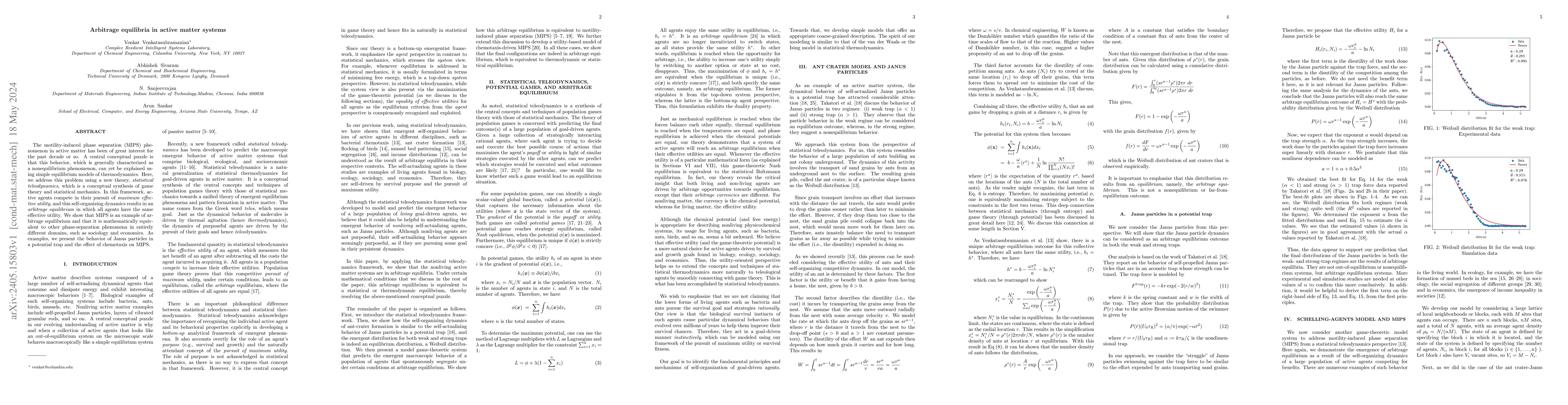 Thumbnail for Arbitrage equilibria in active matter systems