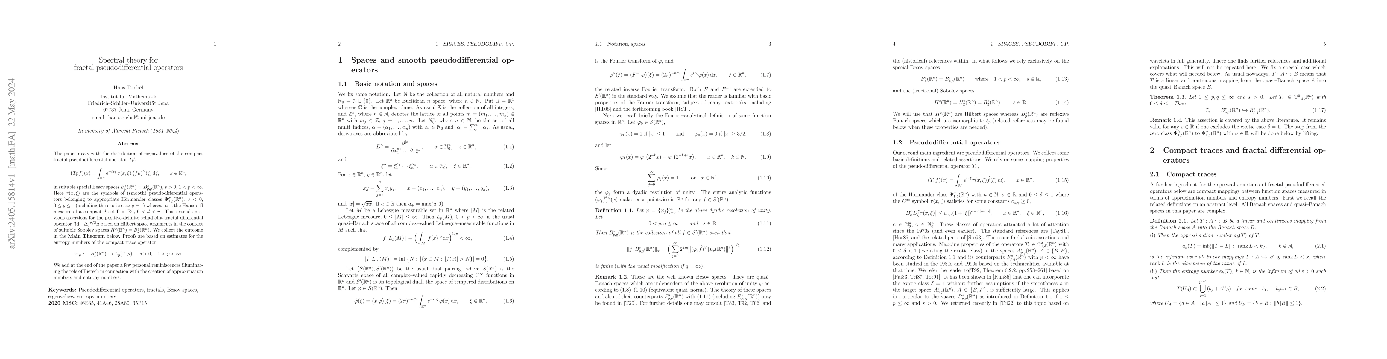 Thumbnail for Spectral theory for fractal pseudodifferential operators