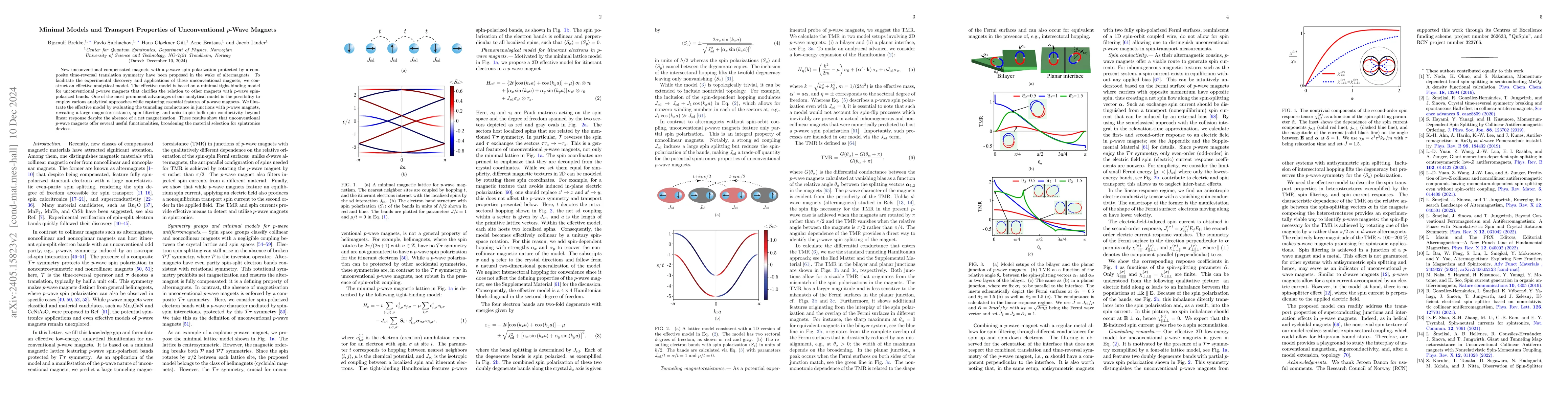 Thumbnail for Minimal models and transport properties of unconventional $p$-wave
  magnets